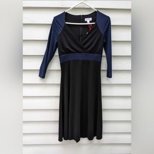 Issac Mizrahi Blue and Black A Line Dress